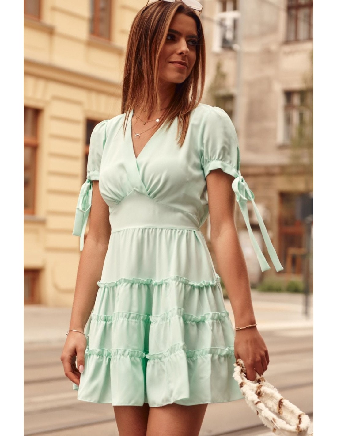 Rochie de vara cu maneca scurta menta PR3181 - Magazin online - Boutique